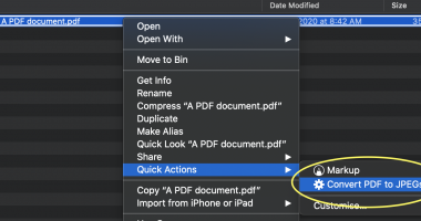 Quick Action: Convert PDF to JPEGs